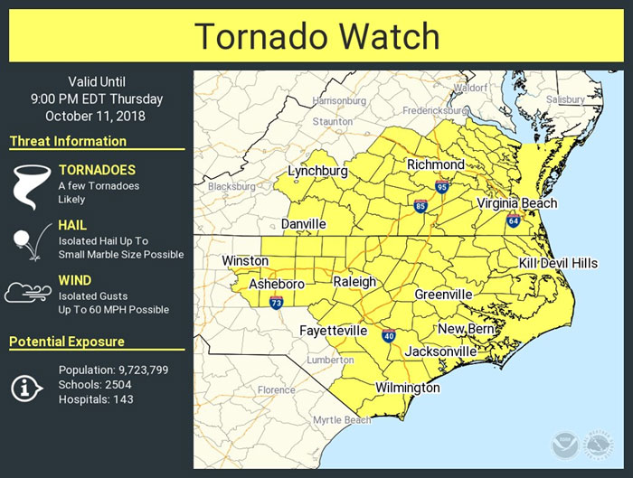 Tornado Watch Issued for Coastal North Carolina  Island Free Press