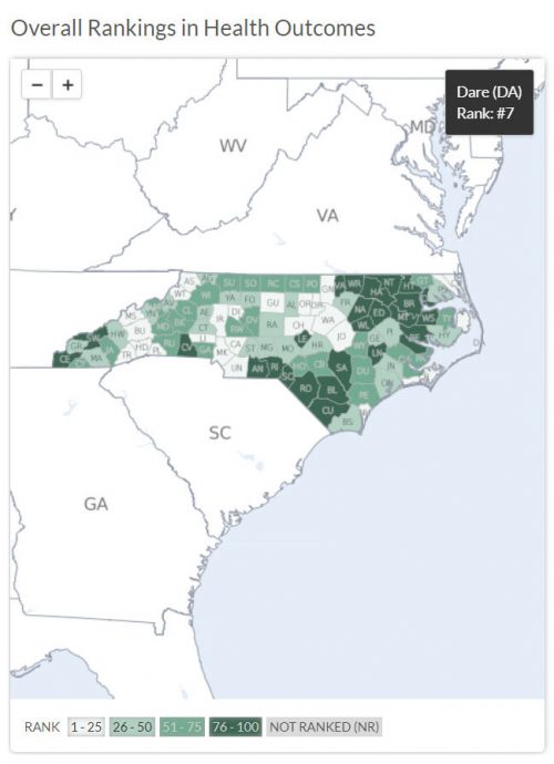 Dare County Ranks 7 out of 100 N.C. Counties for Health Outcomes and ...