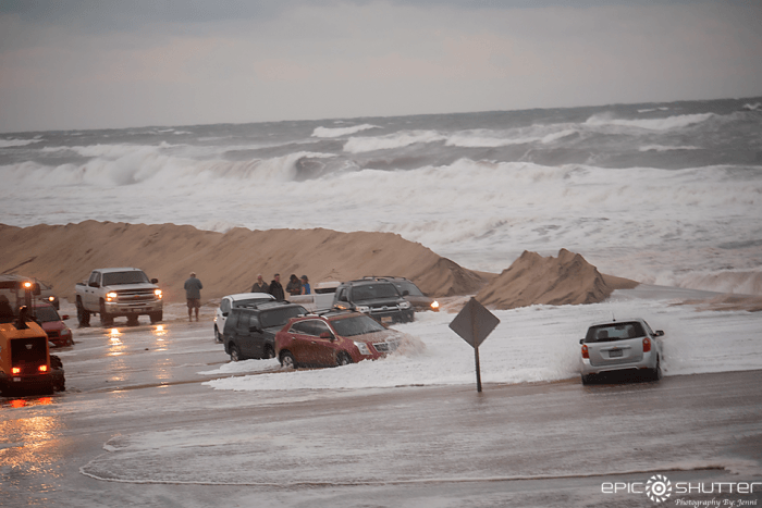 N.C. Highway 12 Closes Again Near Corbina Drive Ocean Overwash