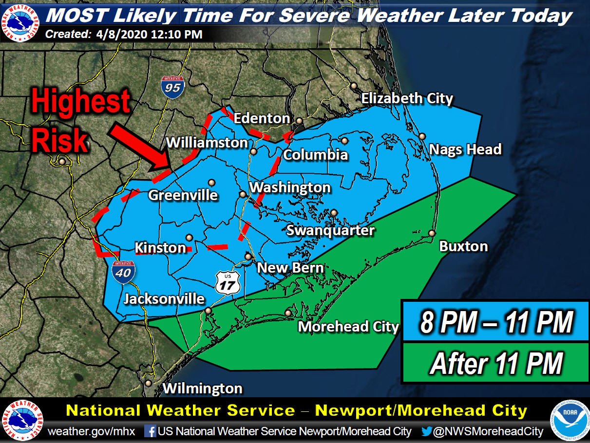 Severe storms possible Wednesday night along the Outer Banks Island