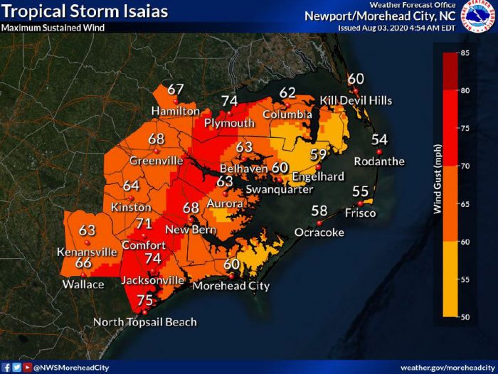 Tropical Storm Warning in effect for the Outer Banks; Storm surge of 2