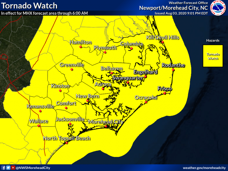 Storm Surge Warning And Tornado Watch In Effect For Hatteras And 