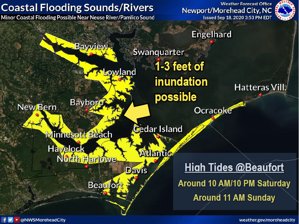 Coastal Flood Warning Issued For The Outer Banks; Ocean Overwash May ...