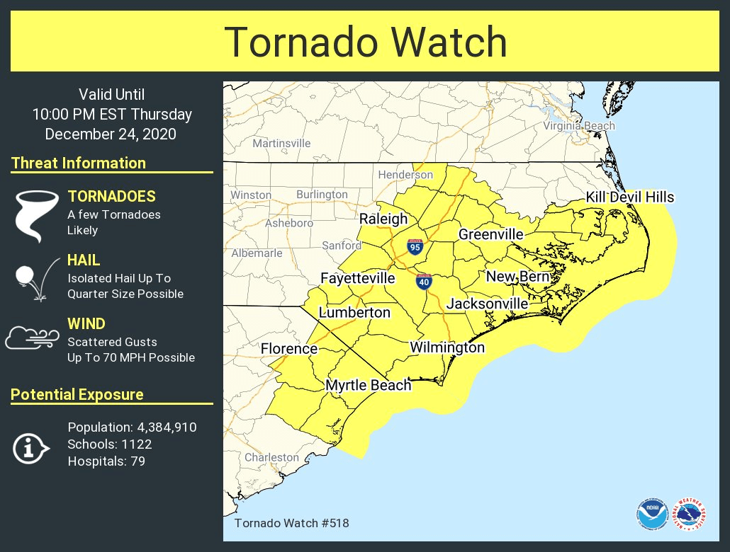 Tornado Watch Issued for the Outer Banks; Coastal Flood and Storm ...