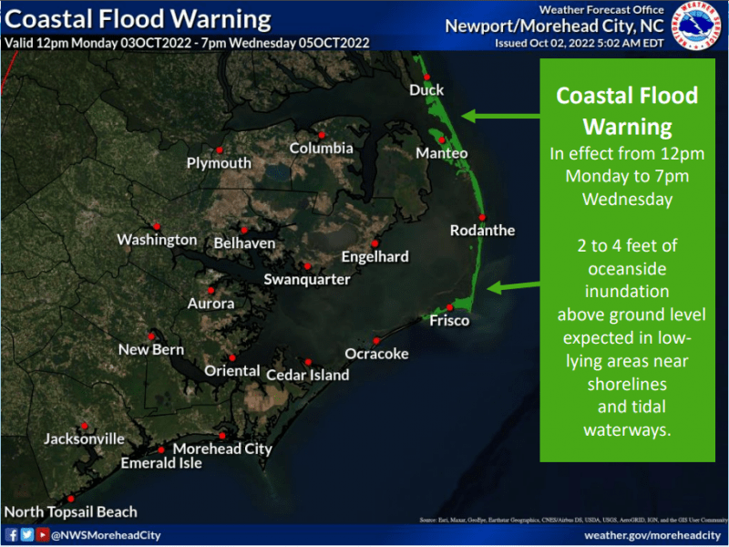 Coastal Flood Warning Issued For The Outer Banks Starting Monday ...