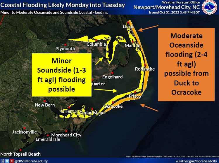 Coastal Flood Watch issued for the Outer Banks Ocean overwash and