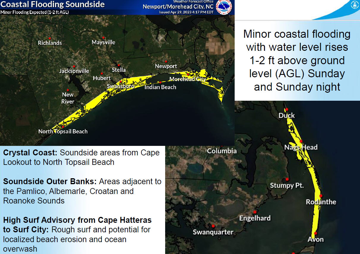 Coastal Flood Advisory, High Surf Advisory issued for the Outer Banks