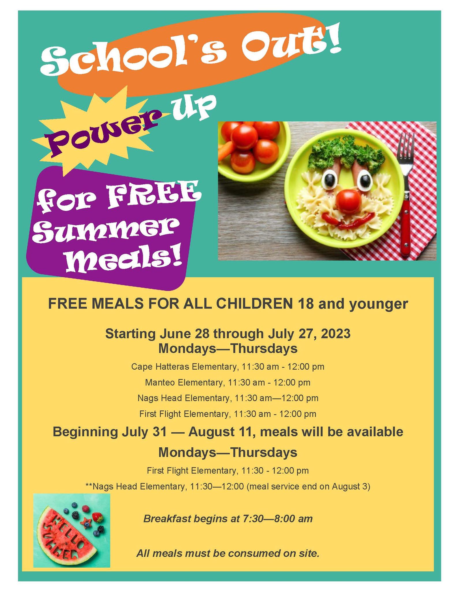 Dare County Schools’ free Summer Meals program is available through