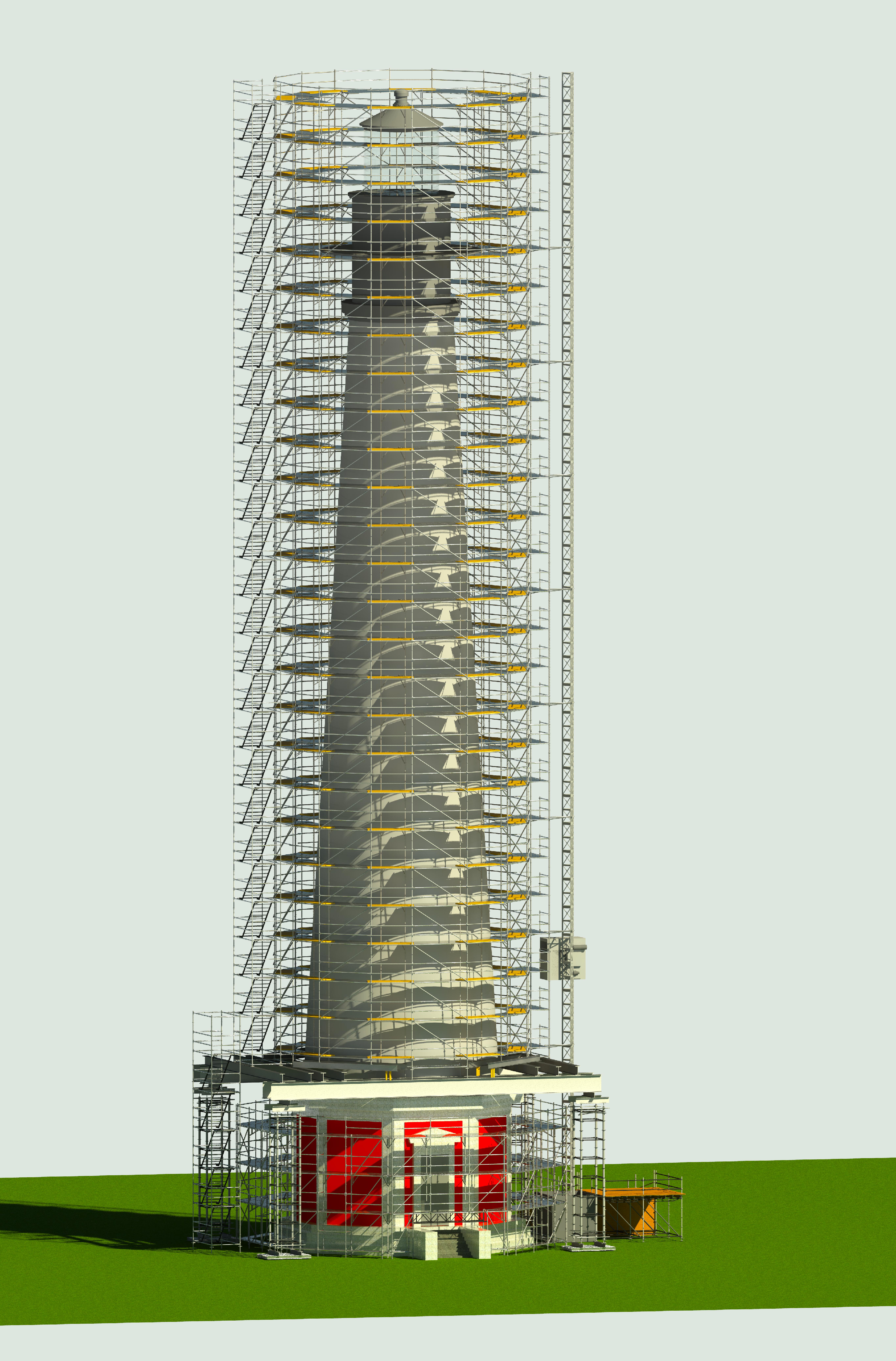 Cape Hatteras Lighthouse Scaffolding - 3D Perspective