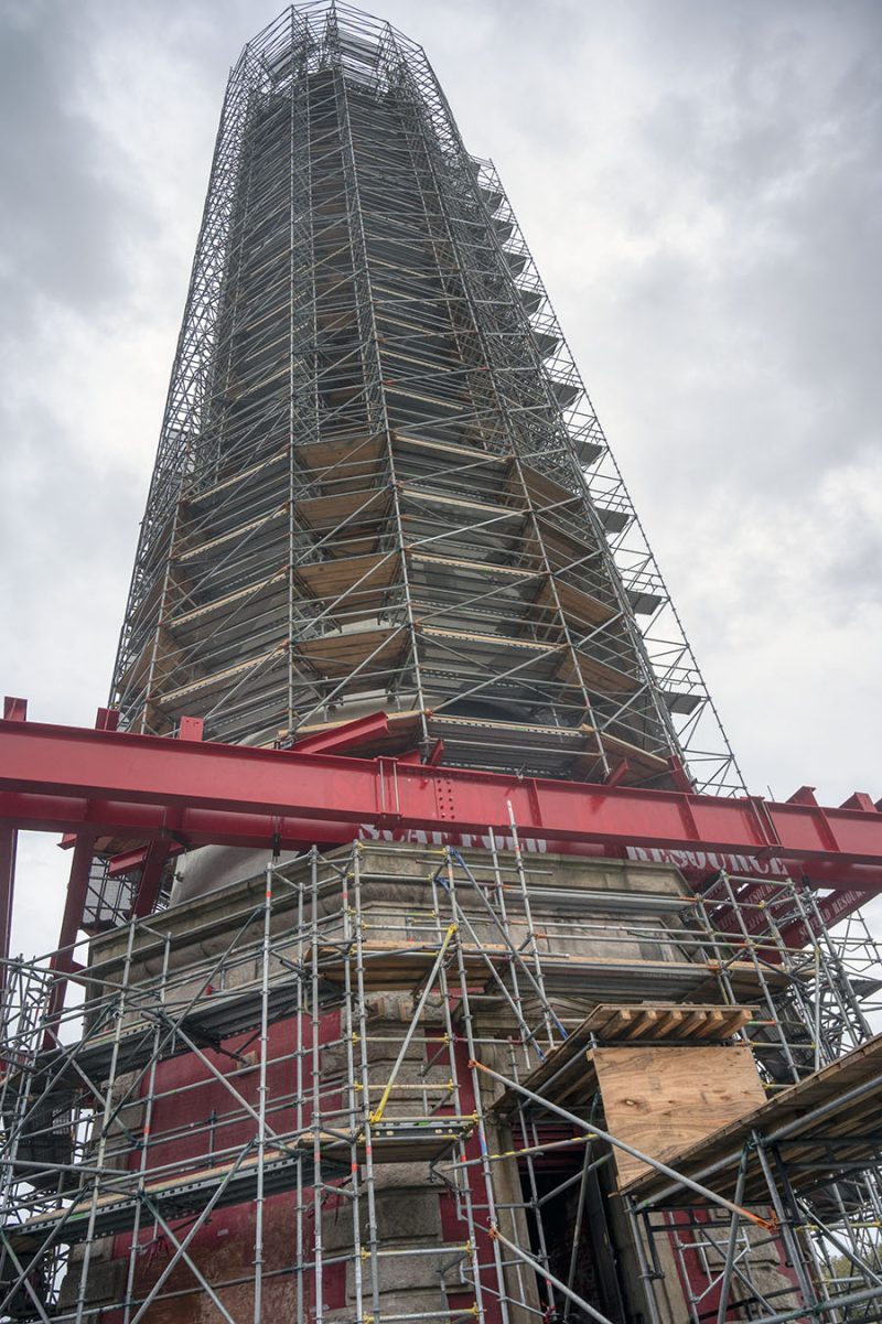 Scaffolding around Cape Hatteras Lighthouse is 95% complete; Temporary ...
