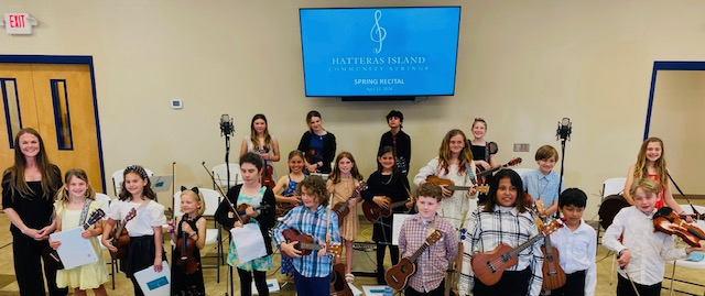 Hatteras Island Community Strings students and their instructor Jessie Taylor. Photo courtesy of Hatteras Island Community Strings.