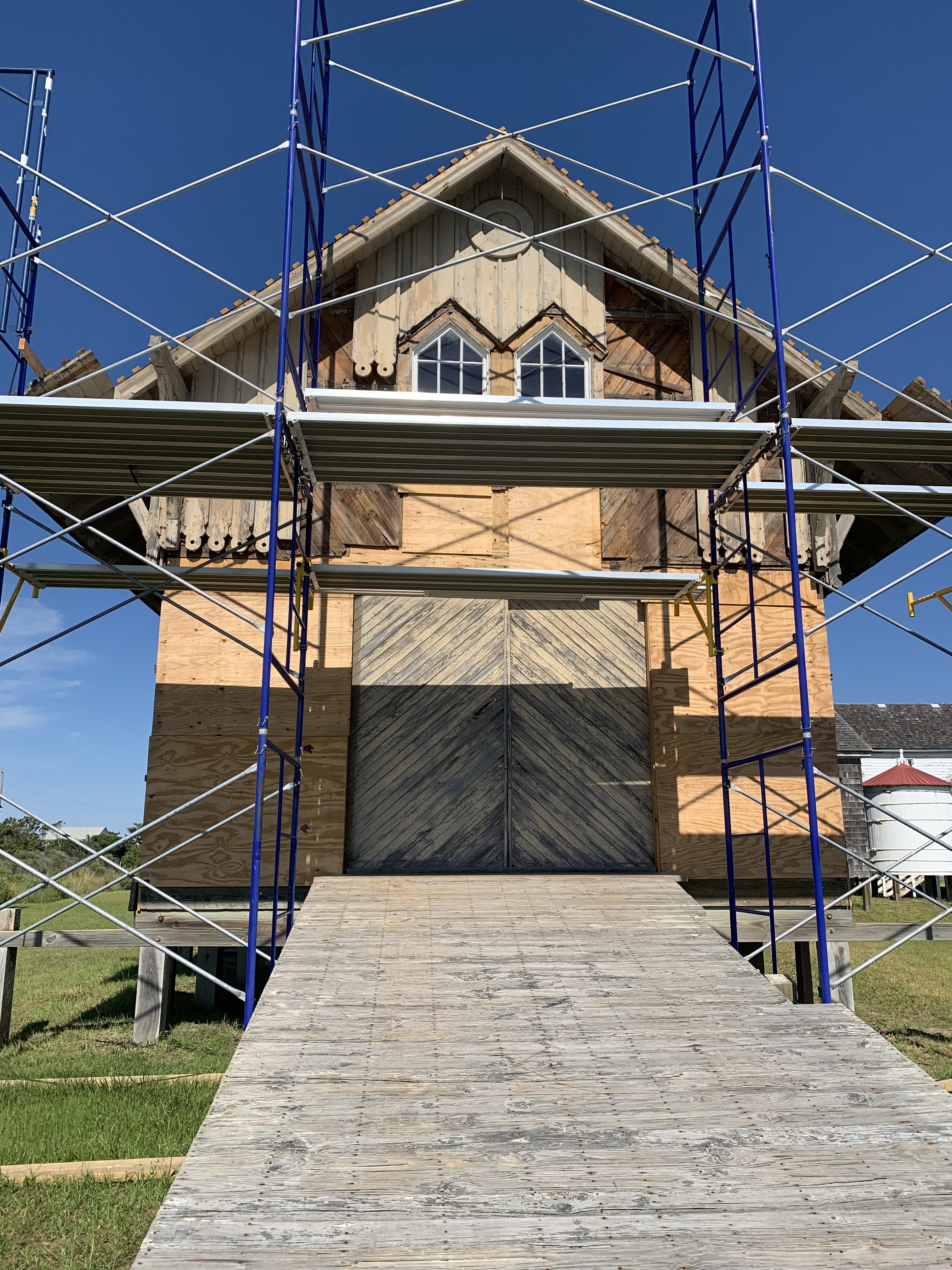 Phase one of the 1874 Life-Saving Station restoration project in Rodanthe. Photo courtesy of the Chicamacomico Historical Association.